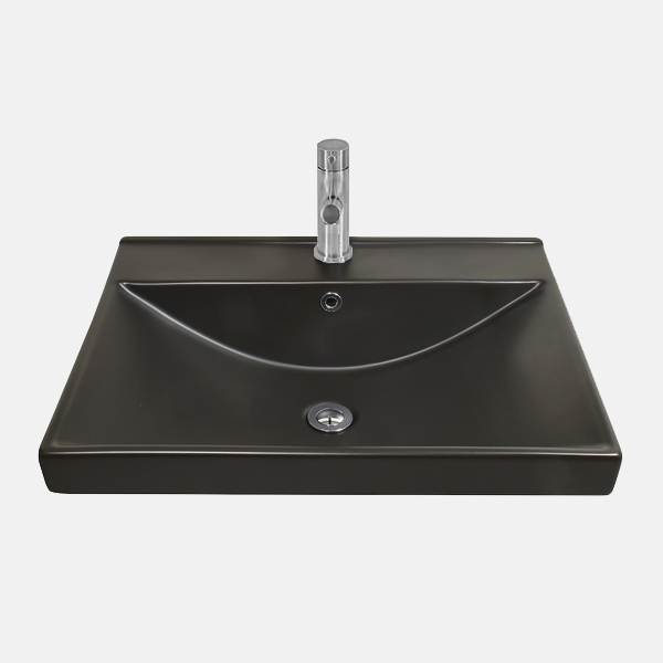 ベッセ 洗面ボウル 陶器埋め込み W605mm オーバーフロー付き マットブラック HCL-1120-Matt Black