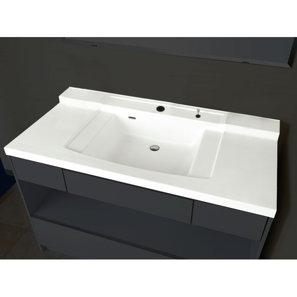 洗面台カウンター VA202-DL Wフリー ツインデッキボウル一体 ユニバーサルデザイン ホワイト